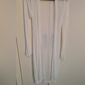 White knit duster long sweater coat M
